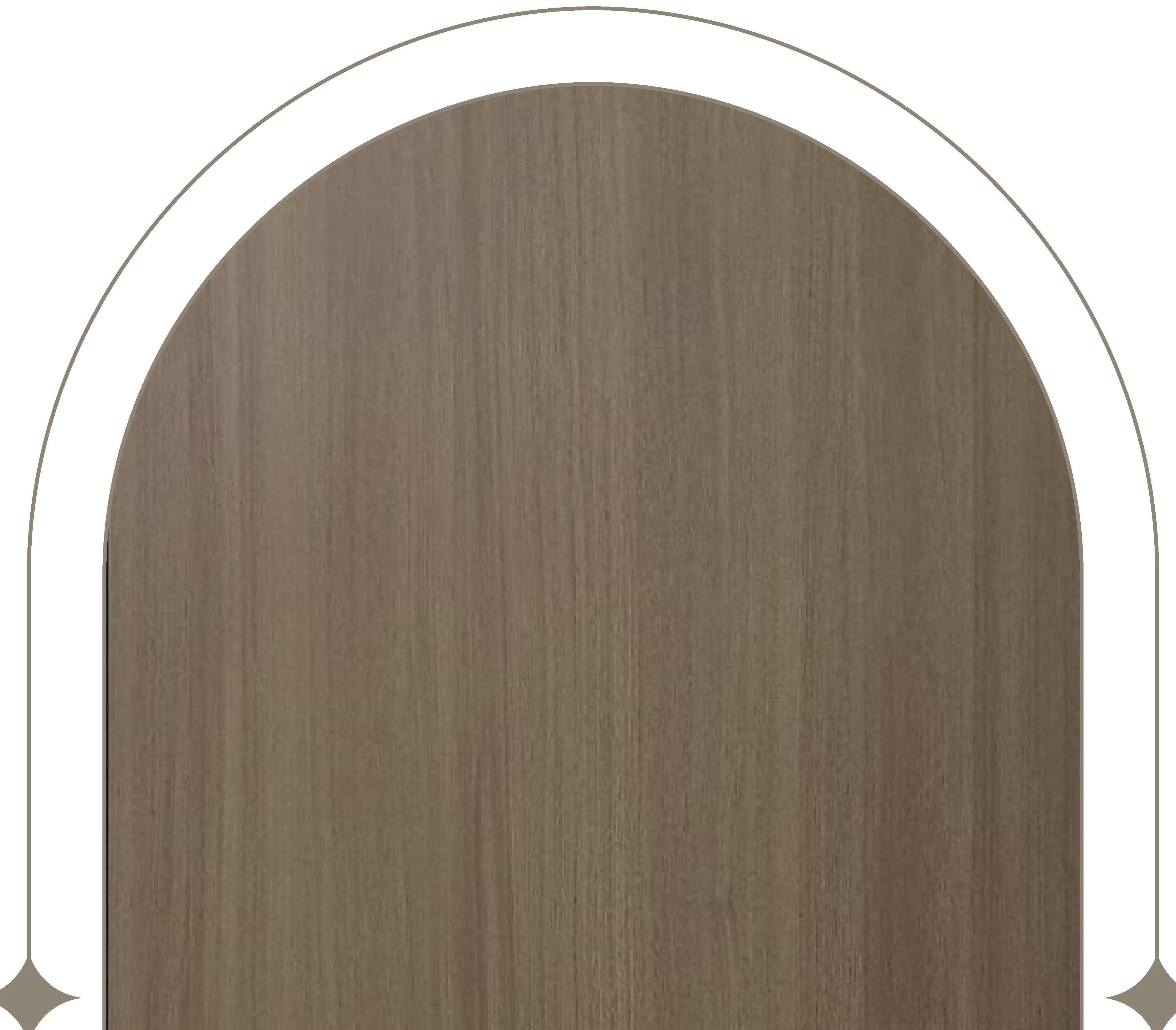 Brown laminate with wood grain texture and arched design on white background.