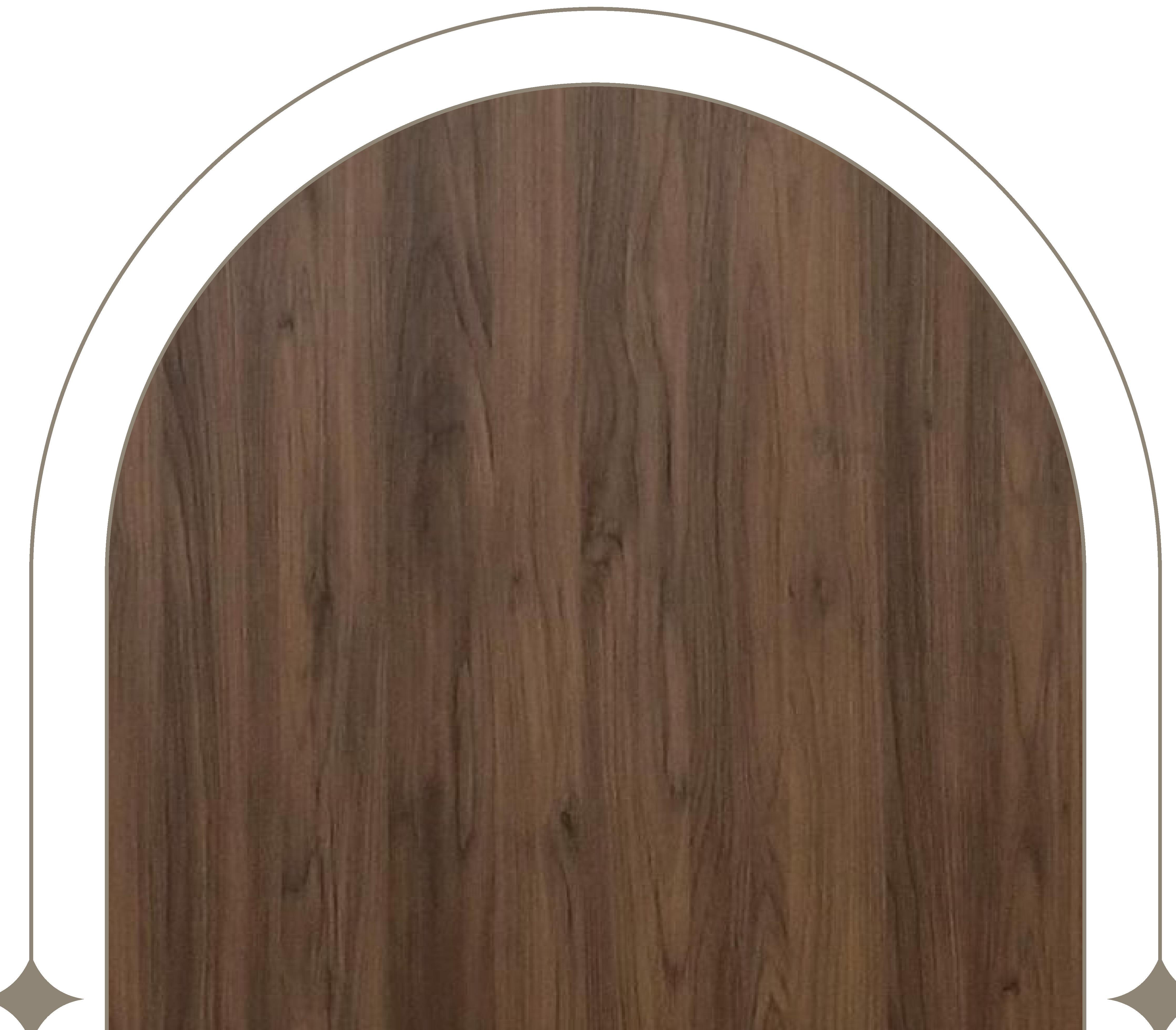 Brown laminate with wood grain texture and vertical grain direction.