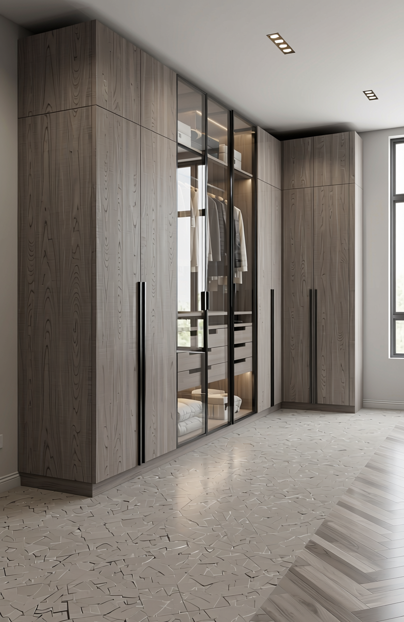 Grey matte laminate with marbled texture and subtle veining pattern.