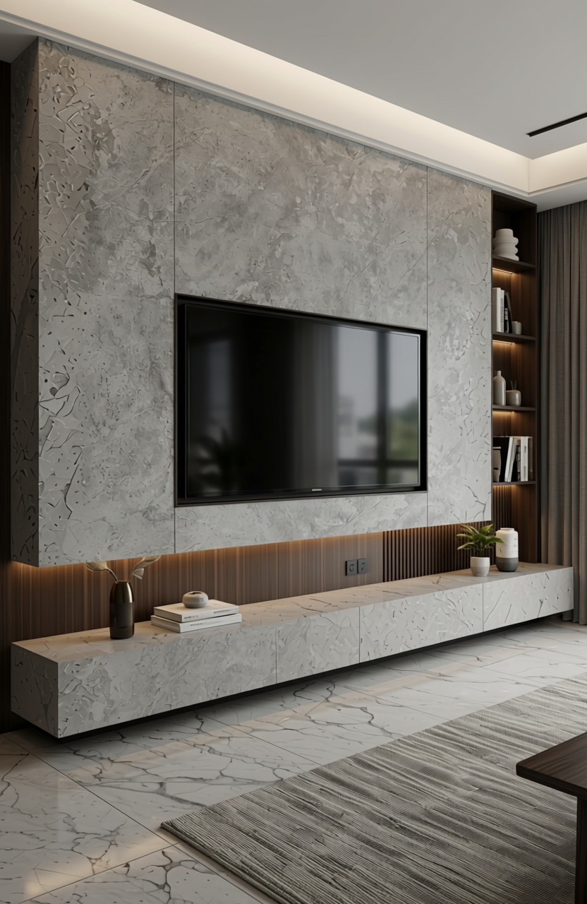 Grey matte laminate with marbled texture and subtle veining pattern.