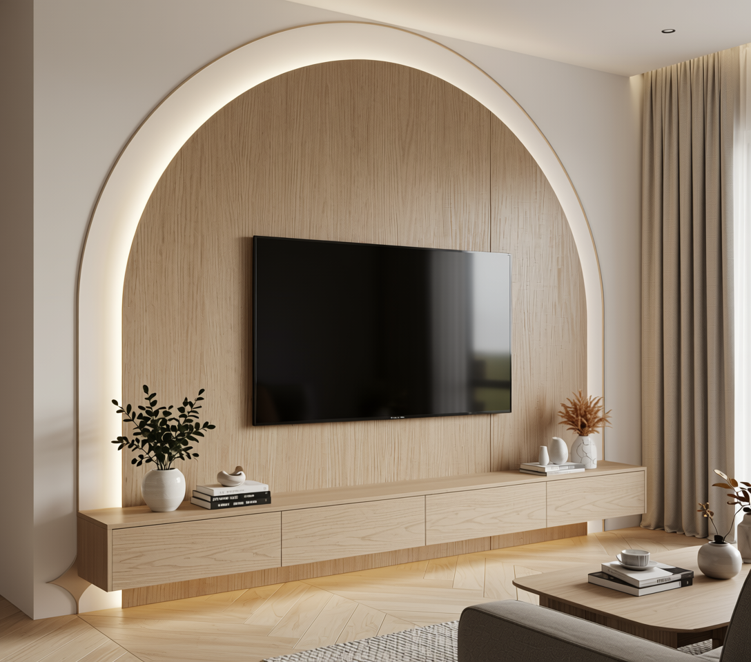 Brown wood grain laminate with textured finish and vertical grain direction.