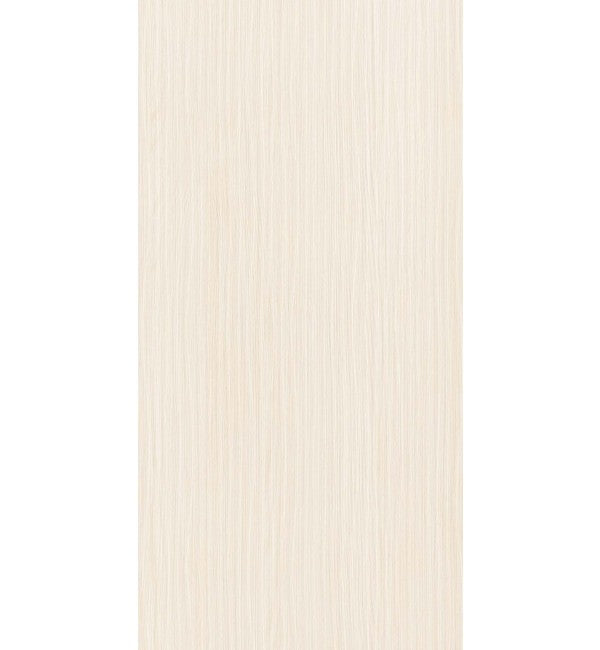Beige wood grain decorative laminate with suede finish and subtle texture, showing vertical grain pattern and soft sheen.