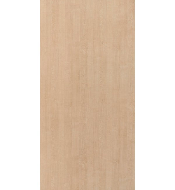 Beige wood grain decorative laminate with suede finish and subtle texture, showcasing a maple wood pattern.