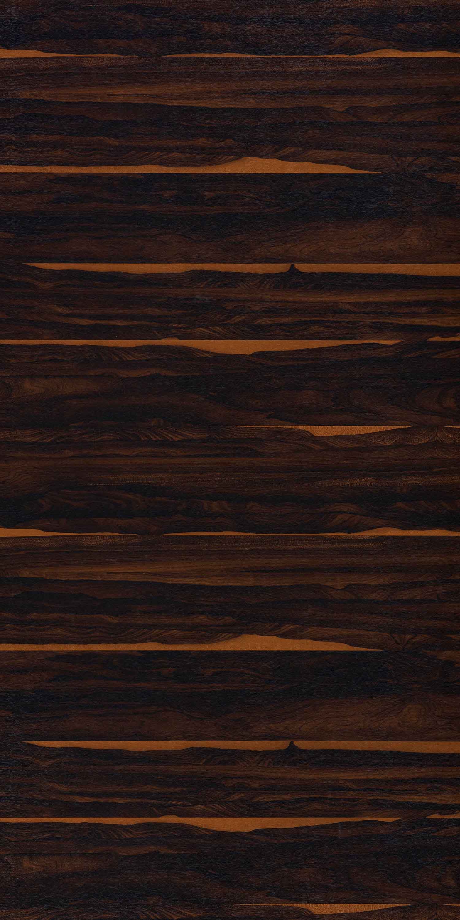 Brown wood grain laminate with suede finish and horizontal striped pattern, showing wood texture and natural variations.