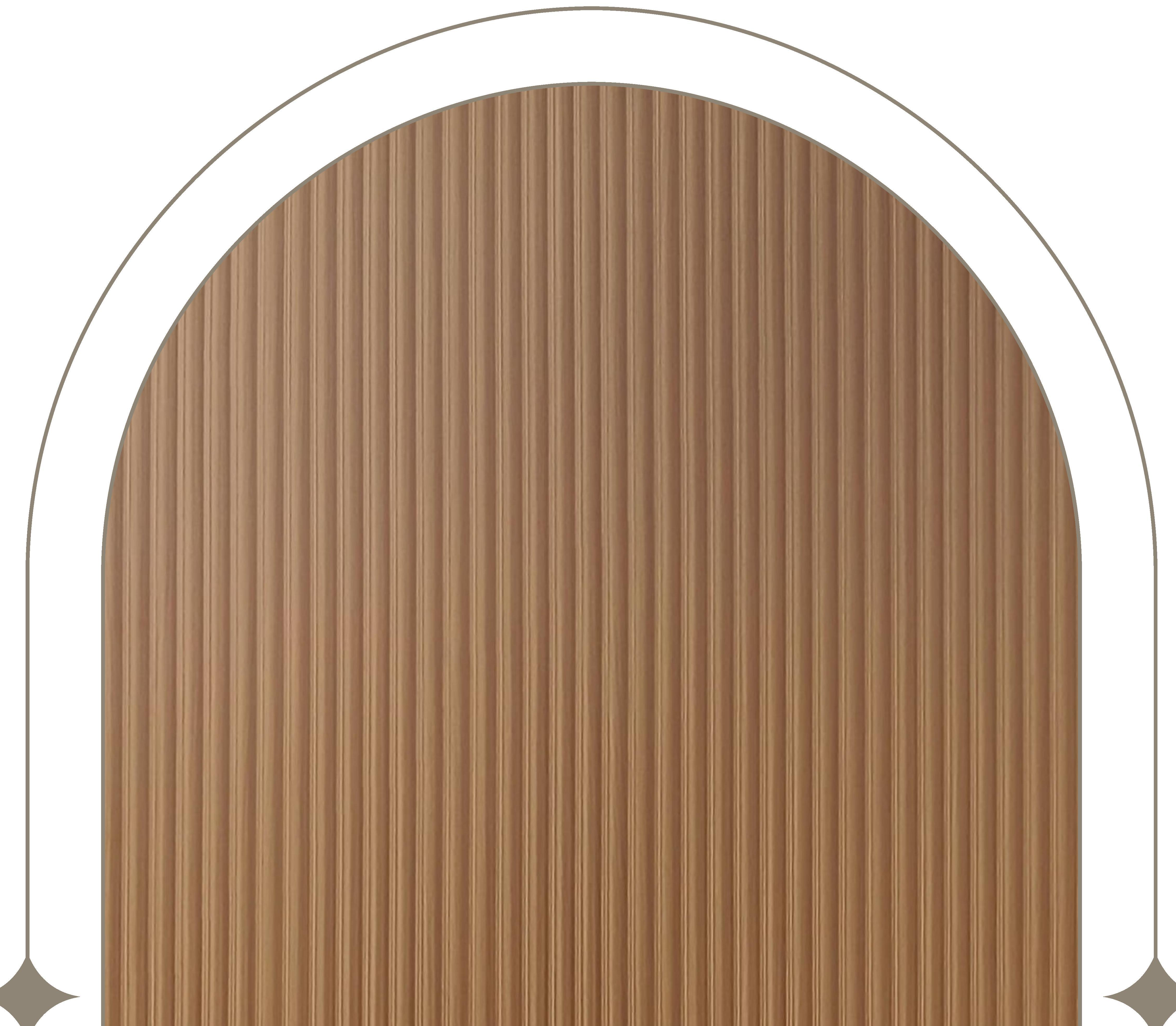 Brown laminate with vertical fluted texture and arched design.
