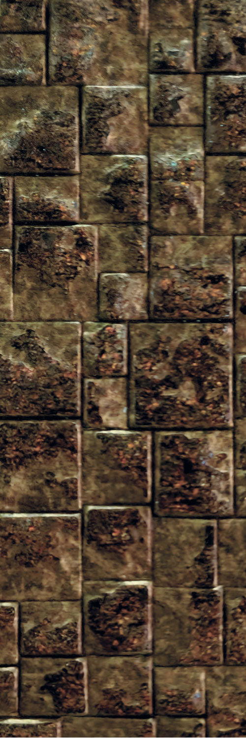 Brown marble stone louver panel with textured finish and rectangular pattern, showcasing natural stone variation and earthy