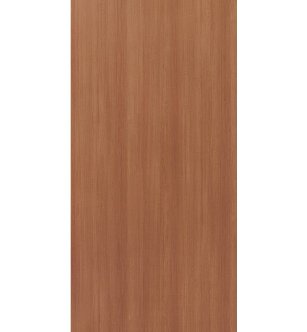 Brown wood grain decorative laminate with suede finish and vertical wood pattern texture.