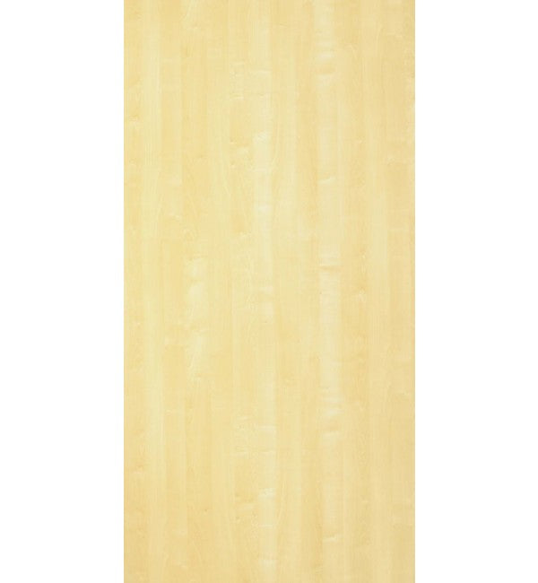 Yellow wood grain decorative laminate with suede finish and subtle texture, showing vertical wood pattern and soft sheen.
