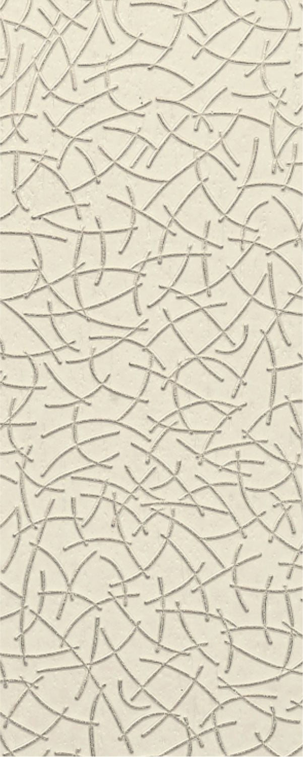 Beige textured louver panel with embossed curved line pattern and wood appearance