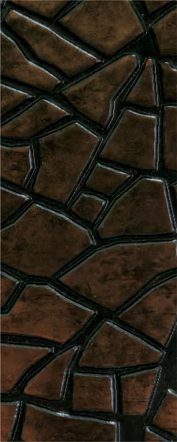 Brown textured designer wall panel with irregular geometric pattern and rough finish, showcasing louver details.