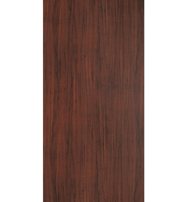 Brown wood grain decorative laminate with suede finish and dark streaks, showing wood texture and grain pattern.