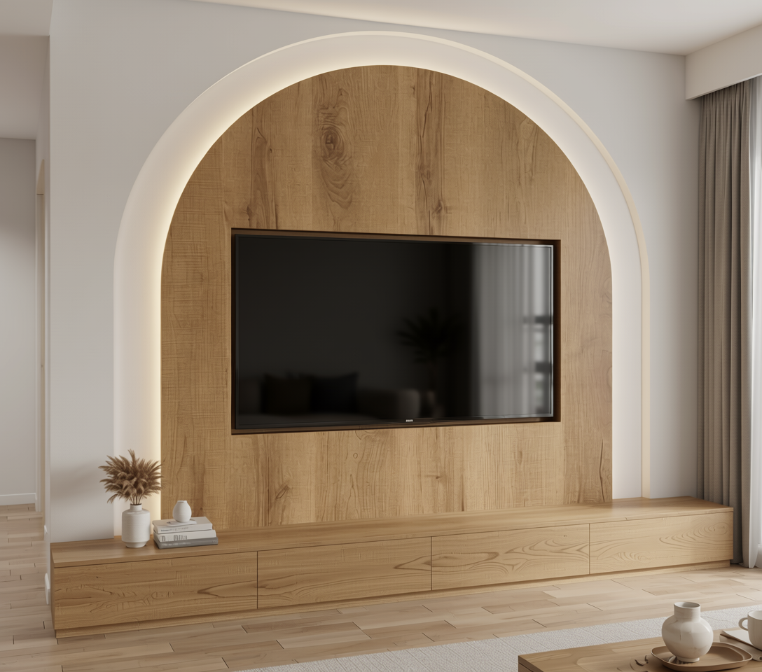 Brown laminate with wood grain texture and vertical pattern, featuring subtle sheen.