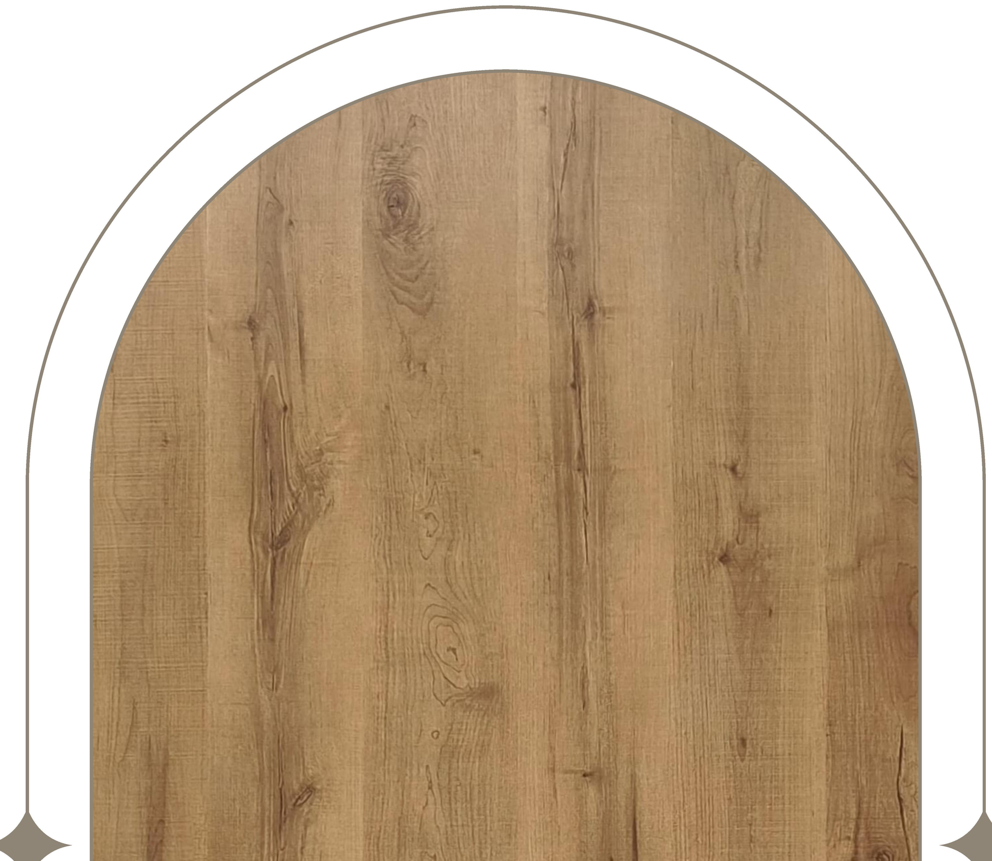 Brown laminate with wood grain texture and vertical pattern, featuring subtle sheen.