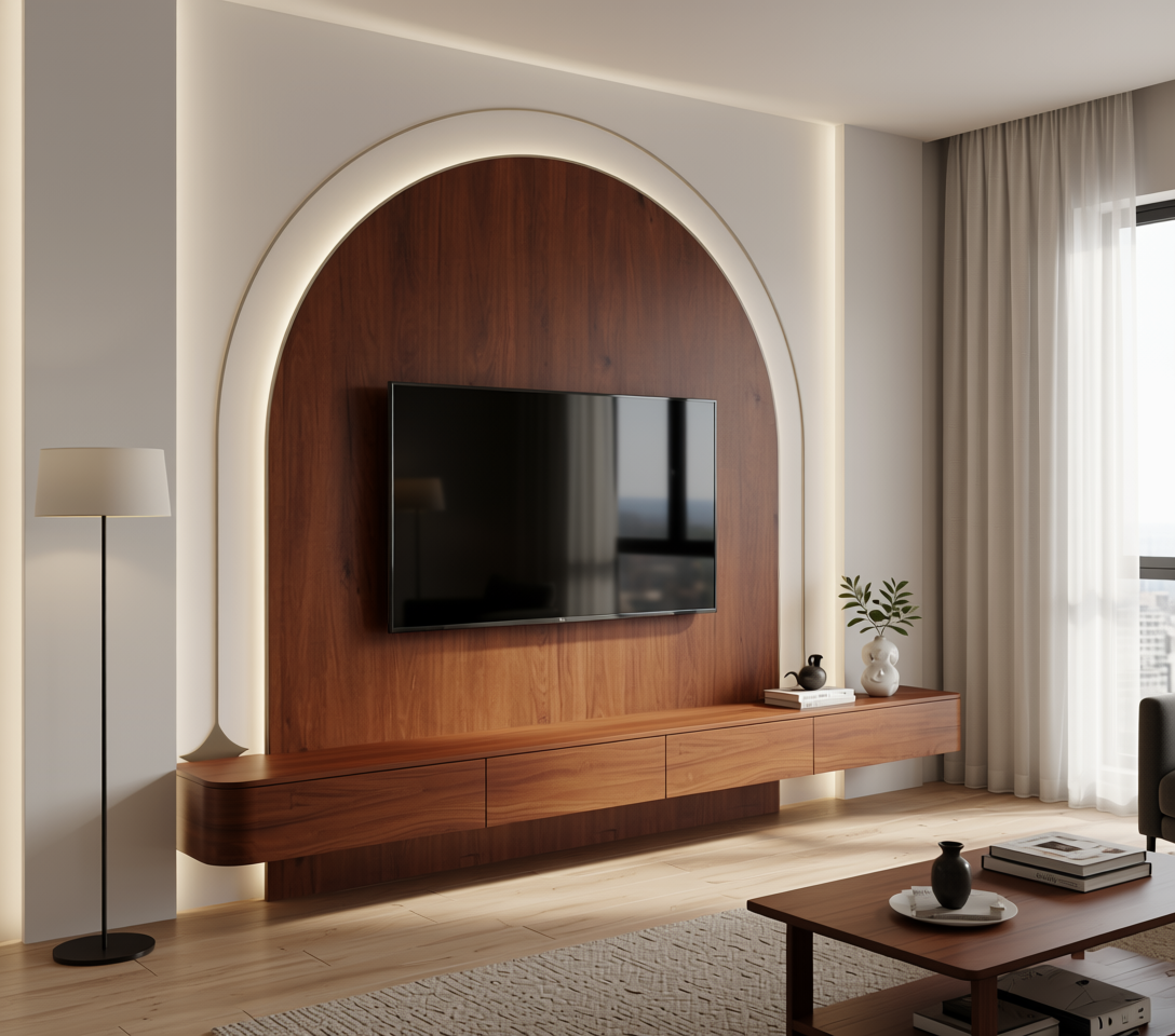 Brown wood laminate with textured finish and vertical grain direction.