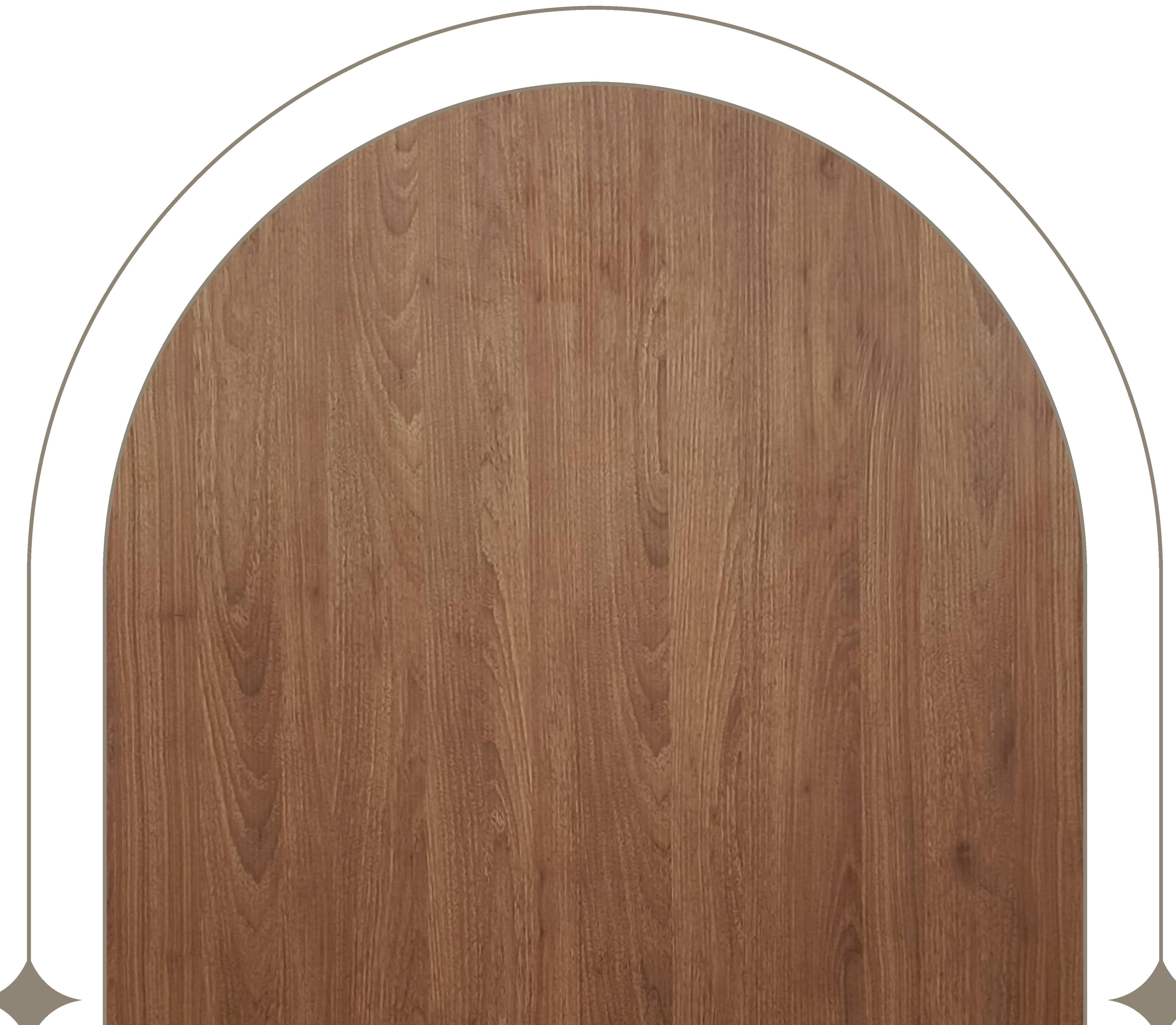 Brown laminate with wood grain texture and vertical grain direction.