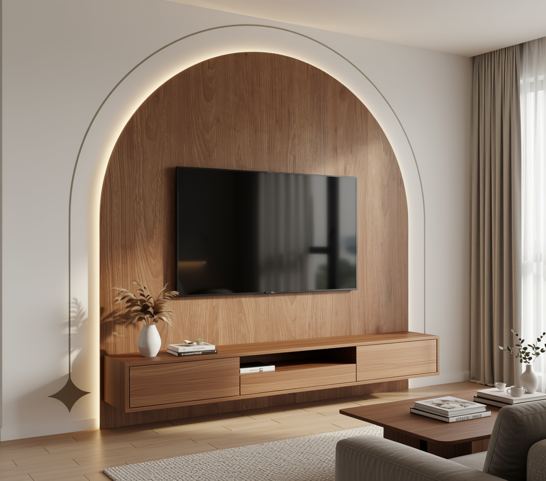Brown laminate with wood grain texture and vertical grain direction.