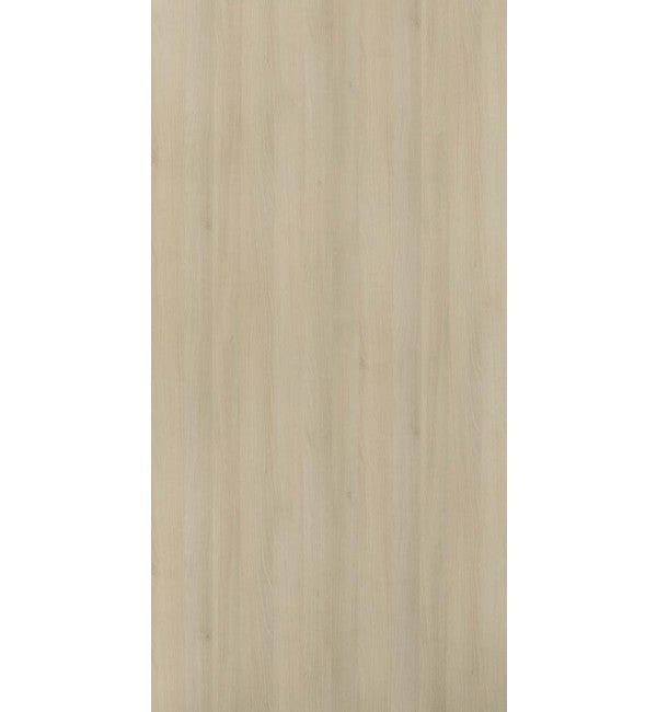 Beige wood grain decorative laminate with suede finish and vertical wood pattern texture