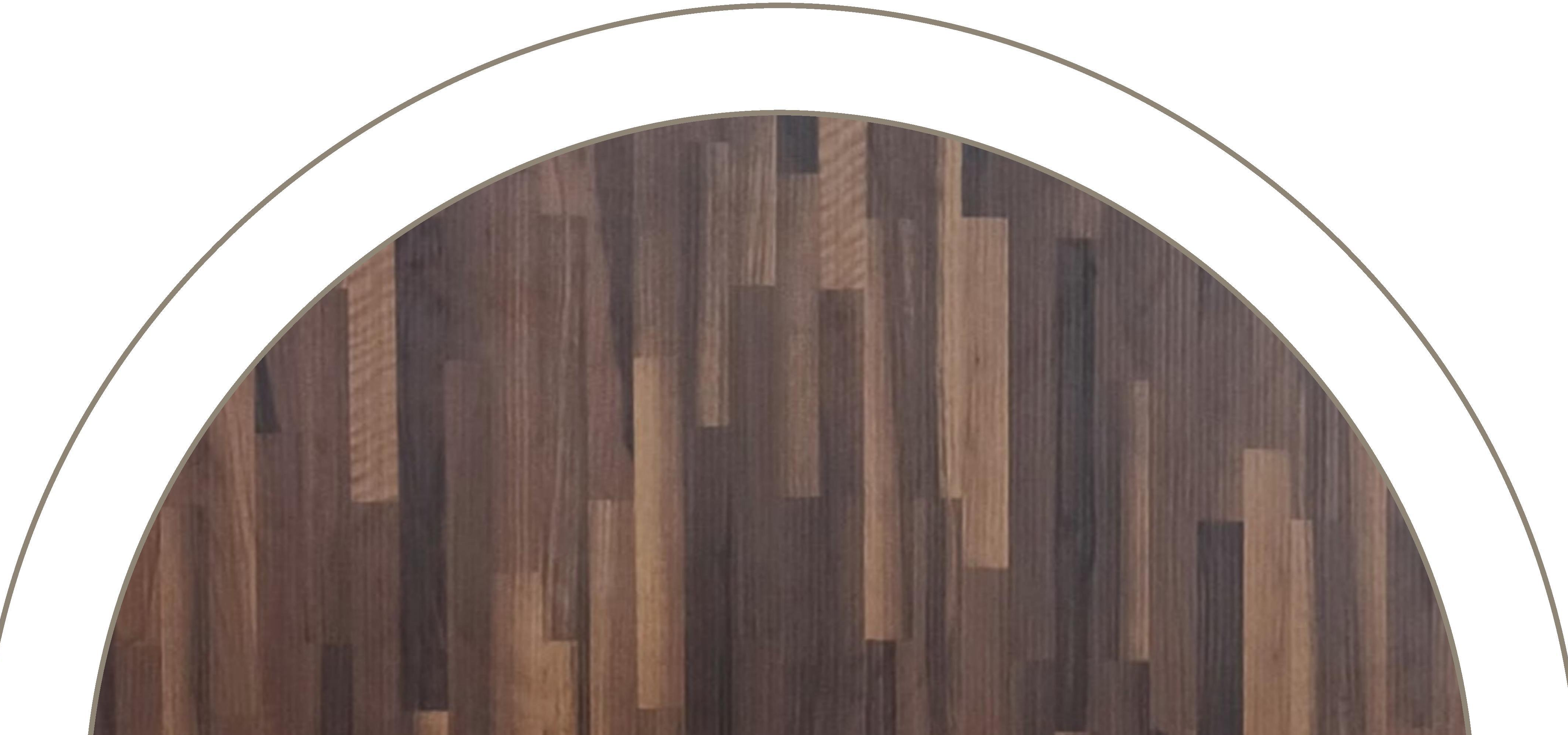 Brown laminate with textured, wood grain pattern and varied vertical grain direction.