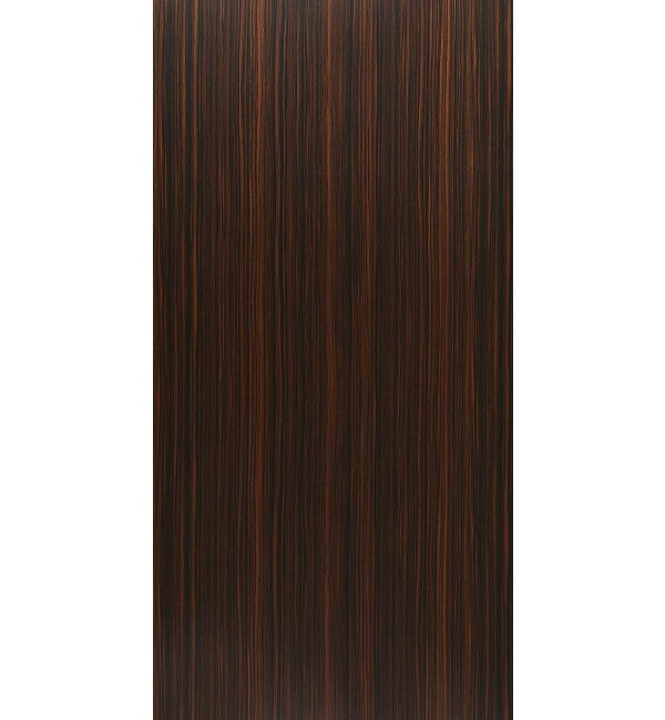 Brown wood grain decorative laminate with suede finish and vertical wood pattern texture
