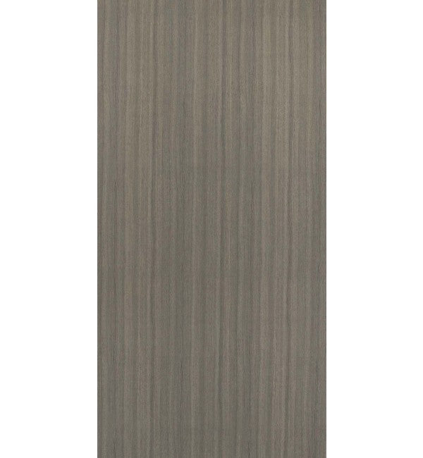 Grey fluted decorative laminate with suede finish and vertical wood grain texture.