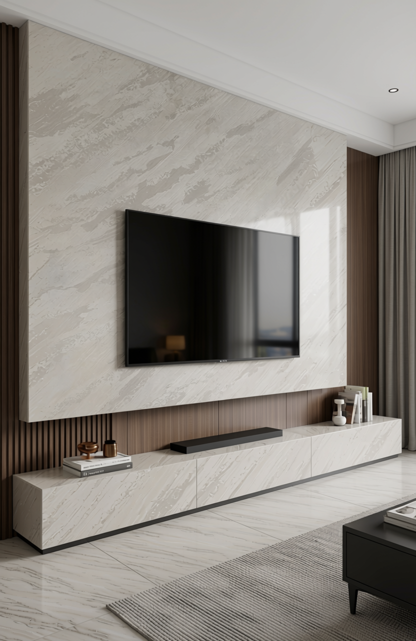 Grey marble laminate with diagonal streaks and matte finish.