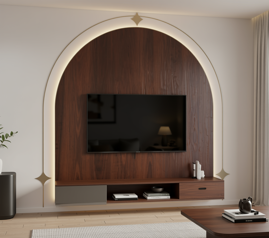 Brown wood laminate with vertical grain and textured finish.