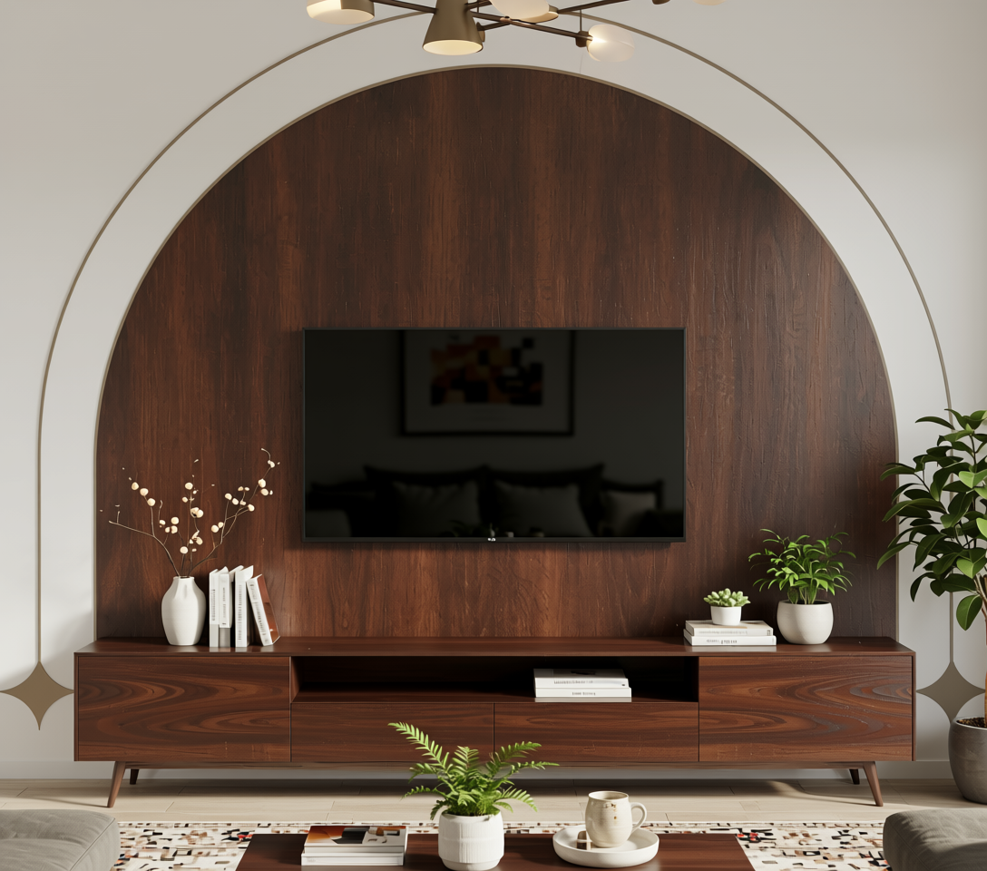 Brown wood laminate with textured finish and vertical grain direction.