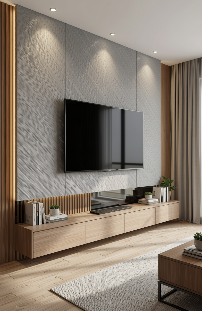 Grey matte laminate with diagonal texture and subtle grain direction.
