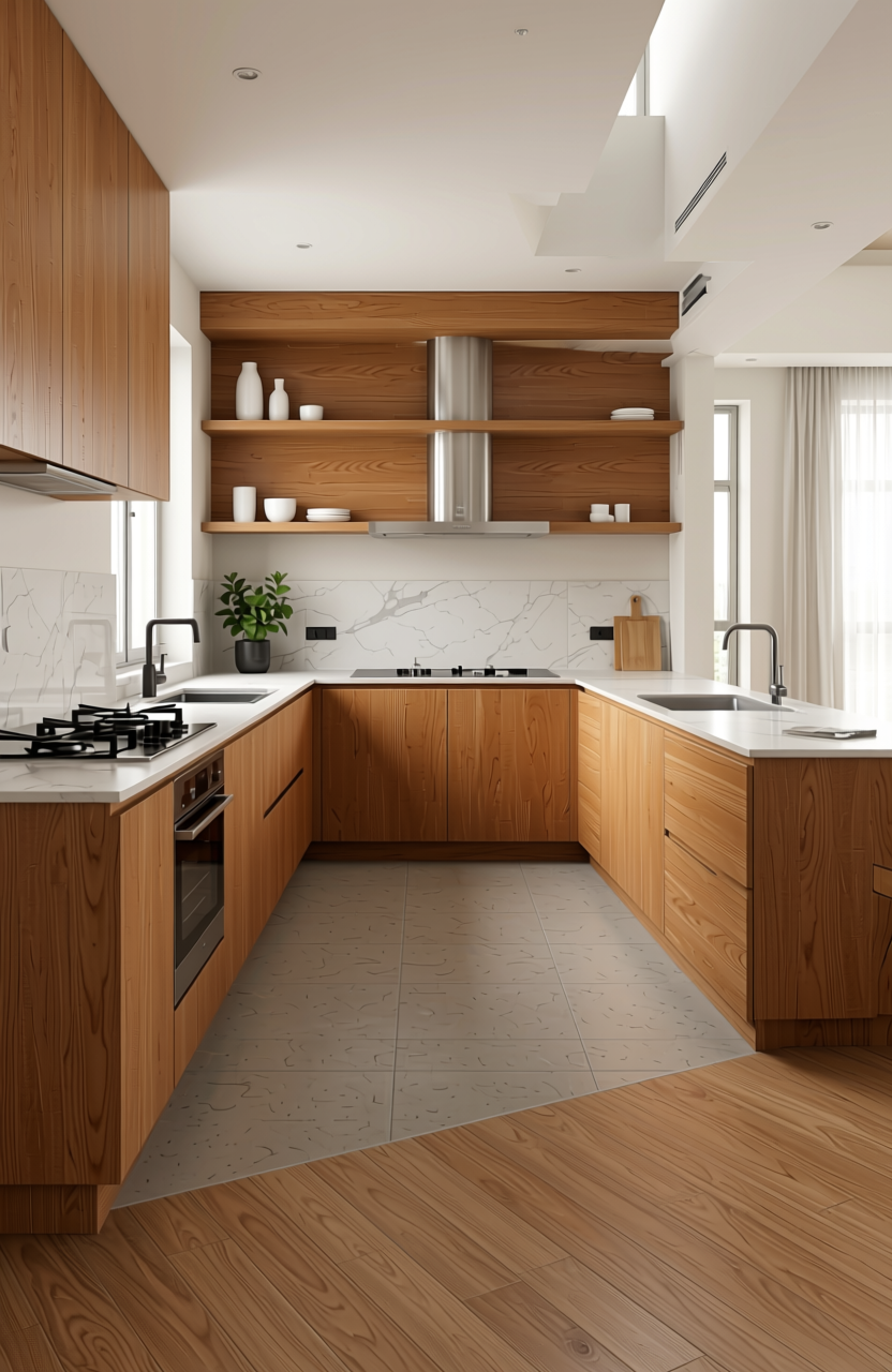 Brown laminate sheet with diagonal wood grain texture and medium sheen finish.
