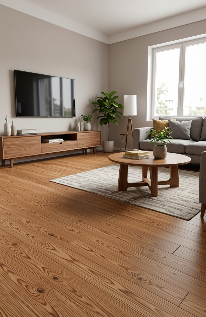 Brown laminate sheet with diagonal wood grain texture and medium sheen finish.