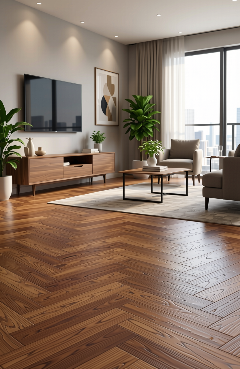 Brown laminate with diagonal wood grain texture and subtle sheen finish.