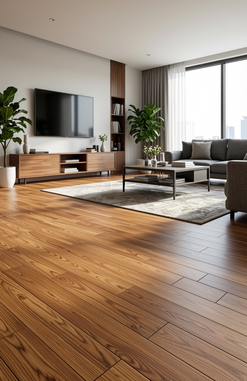 Brown laminate with diagonal wood grain texture and subtle sheen finish.