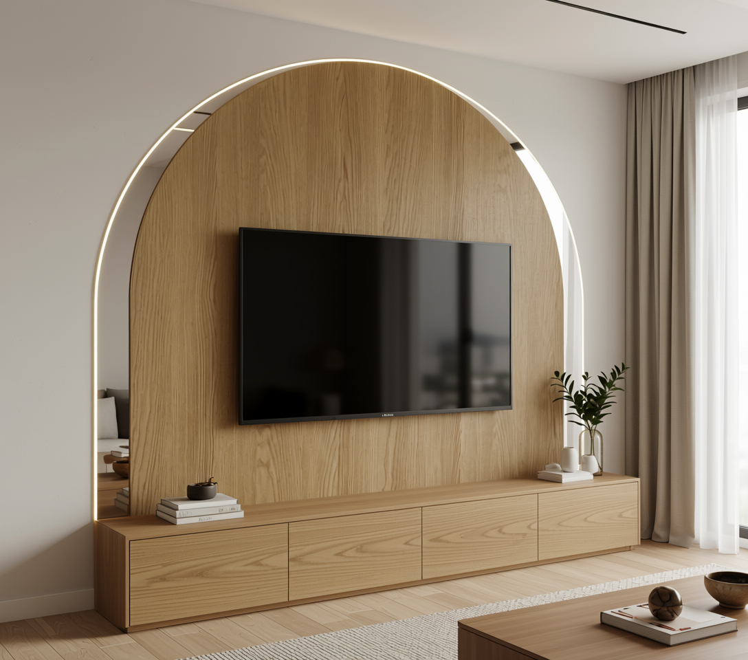Brown laminate with wood grain texture and vertical grain direction.