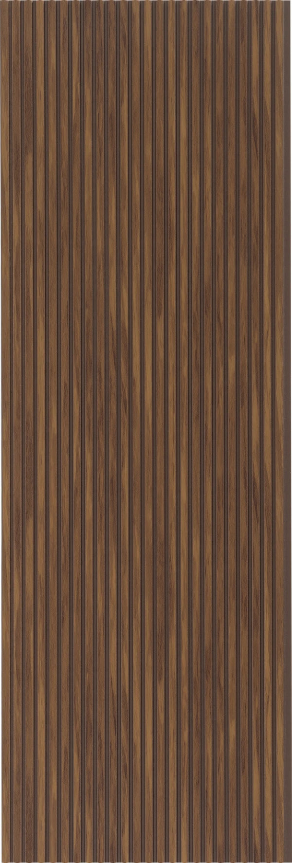 Brown fluted louver panel with matte finish and vertical wood grain texture.
