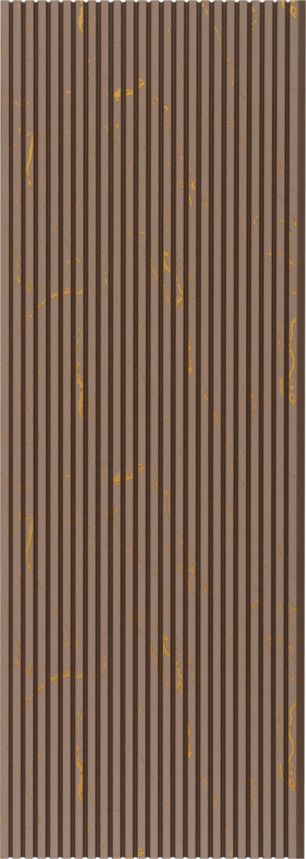 Brown marble louver panel with gold veining and matte finish, featuring vertical slats and a textured surface.