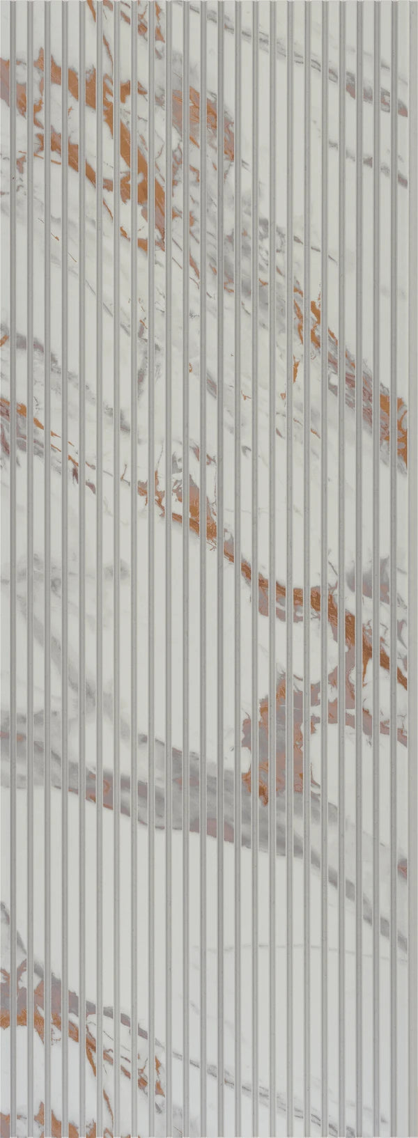 Brown fluted louver panel with matte finish and vertical grooves, showing subtle texture and pattern details.
