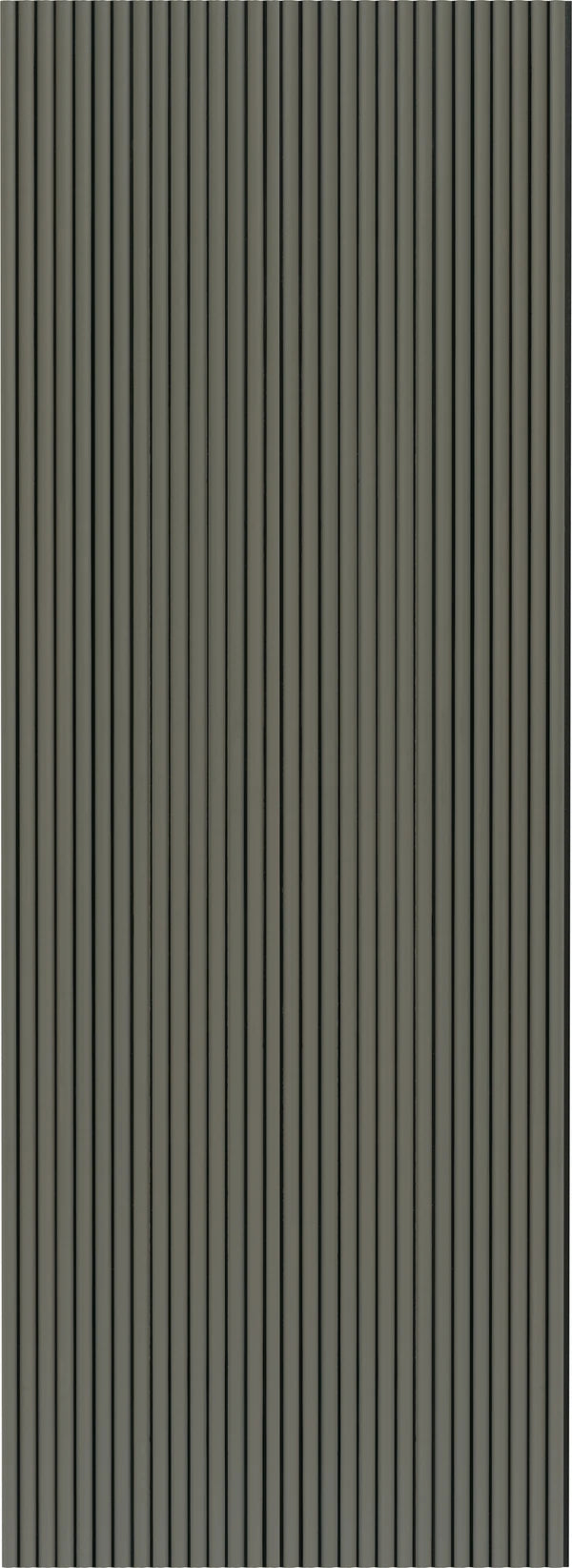 Grey fluted wall panel with matte finish and vertical ridges, showing a uniform pattern and texture.