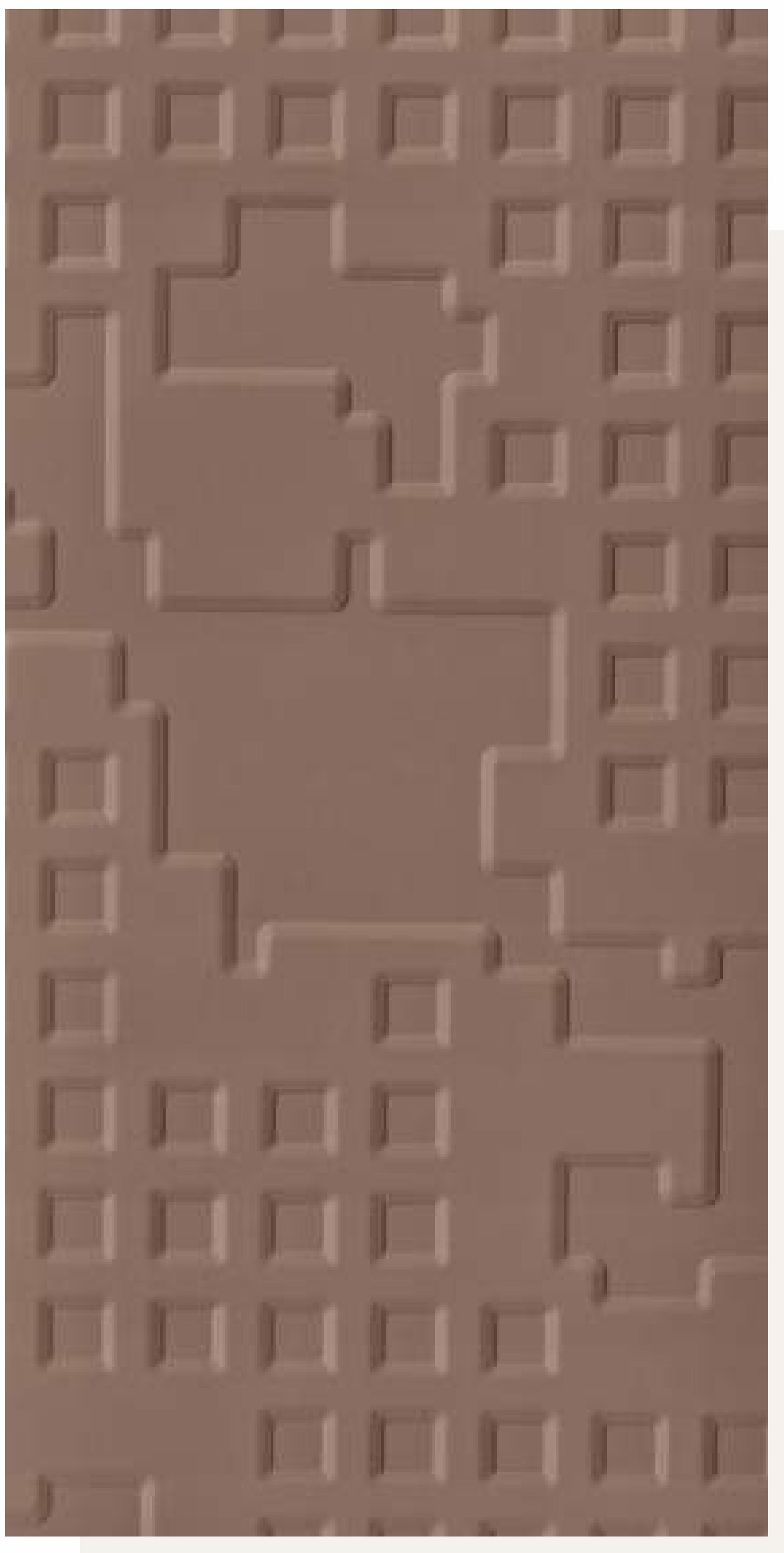 Brown laminate with textured geometric pattern and embossed squares.