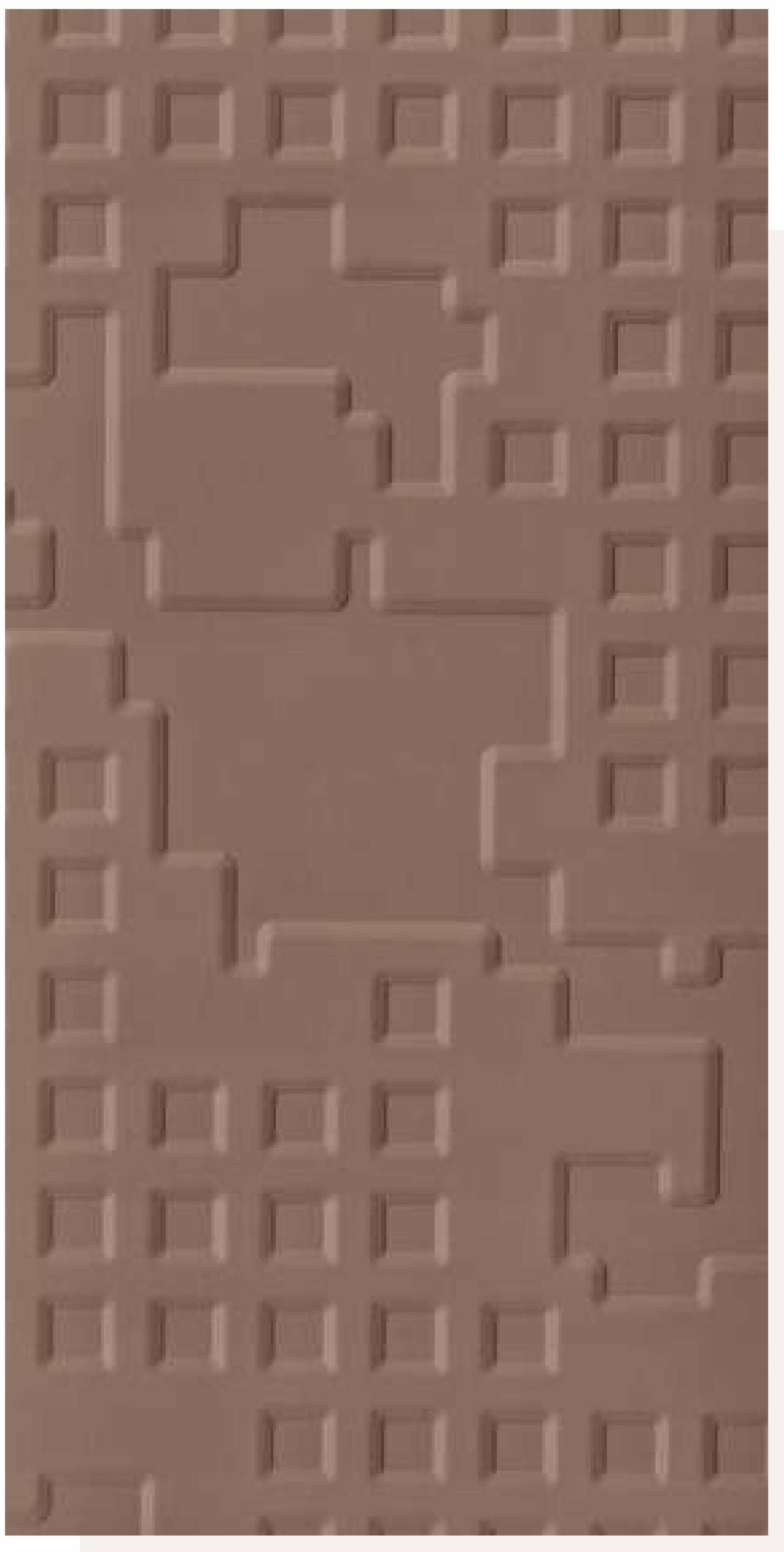 Brown laminate with textured geometric pattern and embossed squares.