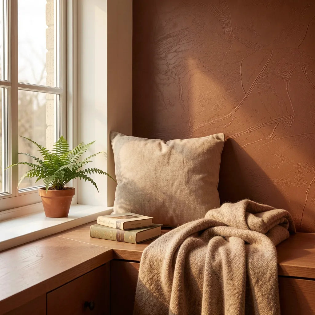 Brown laminate with textured finish and visible wood grain pattern.