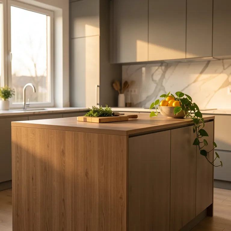 Beige matte laminate sheet with a solid color and smooth finish.