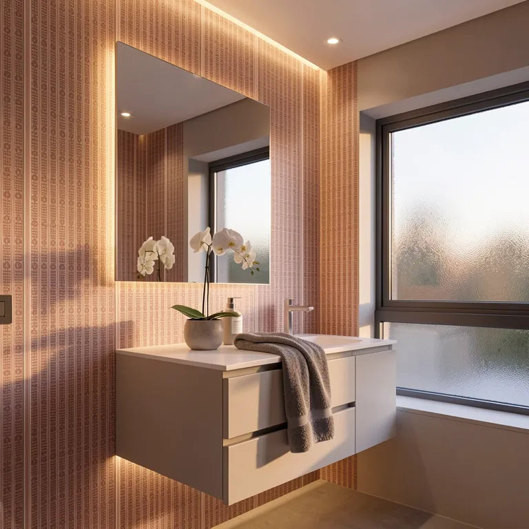 Matte pink laminate sheet with solid color and smooth finish.