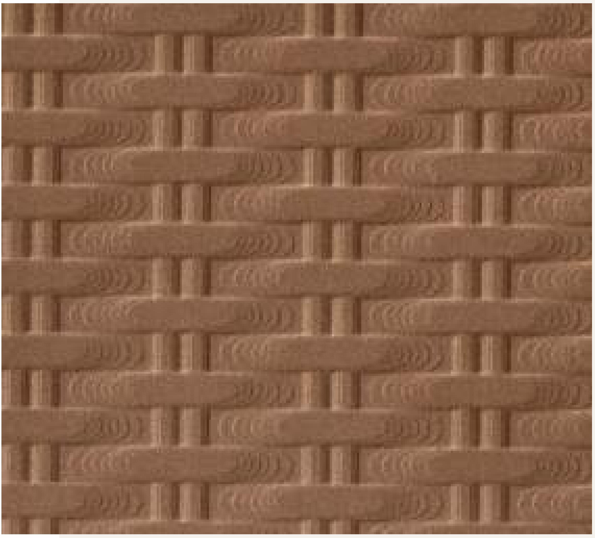 Brown textured laminate with woven cane pattern and visible wood grain.