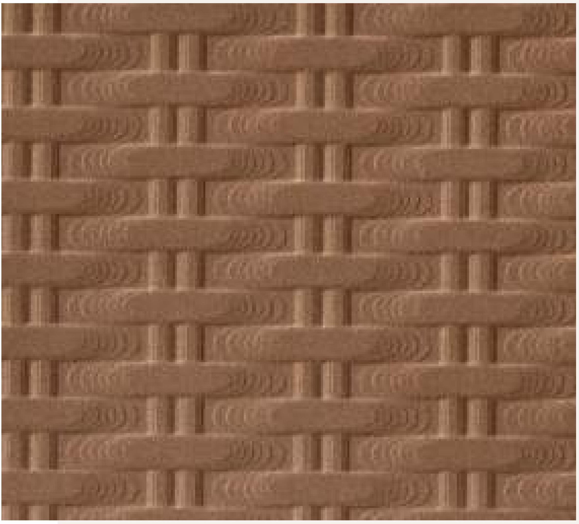 Brown textured laminate with woven cane pattern and visible wood grain.