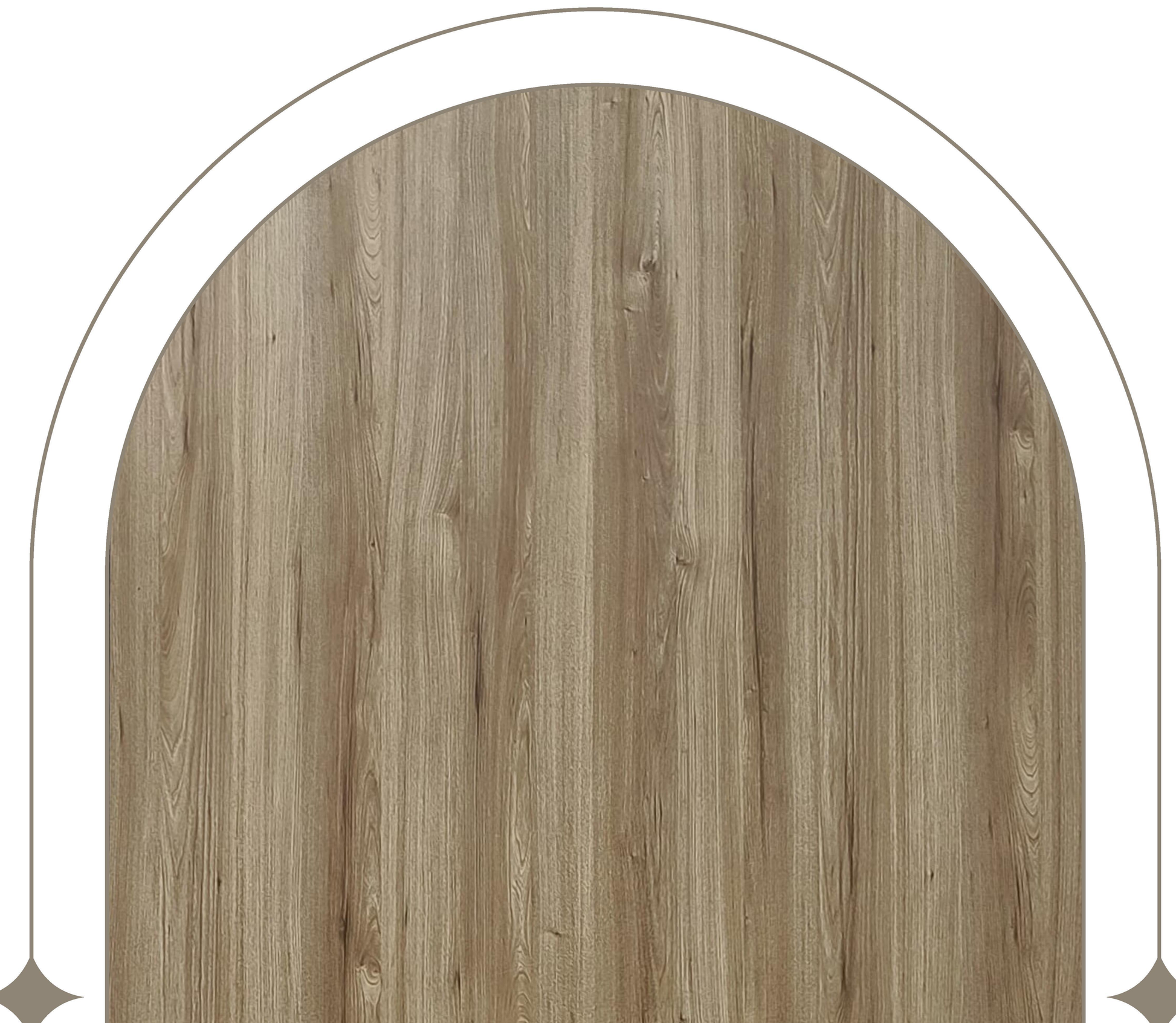 Brown laminate with wood grain texture and vertical grain direction.