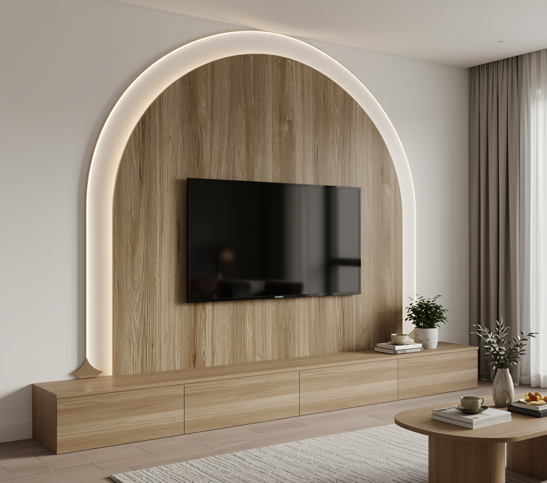 Brown laminate with wood grain texture and vertical grain direction.