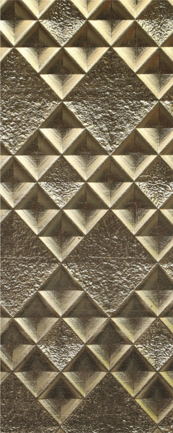 Gold metallic louver panel with textured diamond pattern and shiny finish