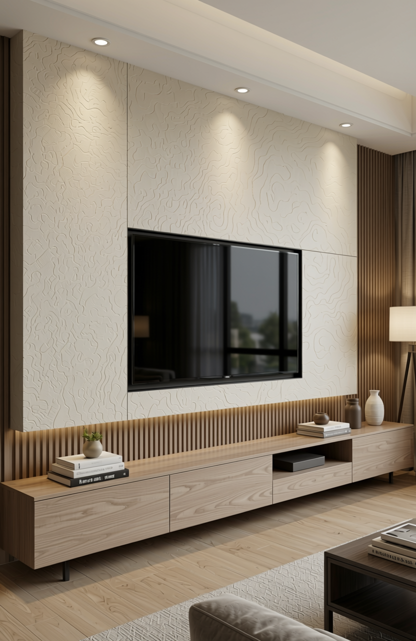 Beige textured laminate with subtle swirling pattern and matte finish.
