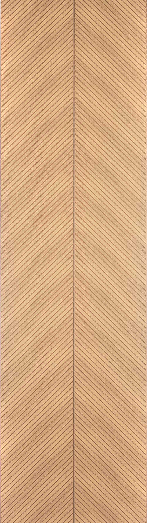 Beige fluted wall panel with diagonal ridges and matte finish, showcasing a textured surface and linear pattern.