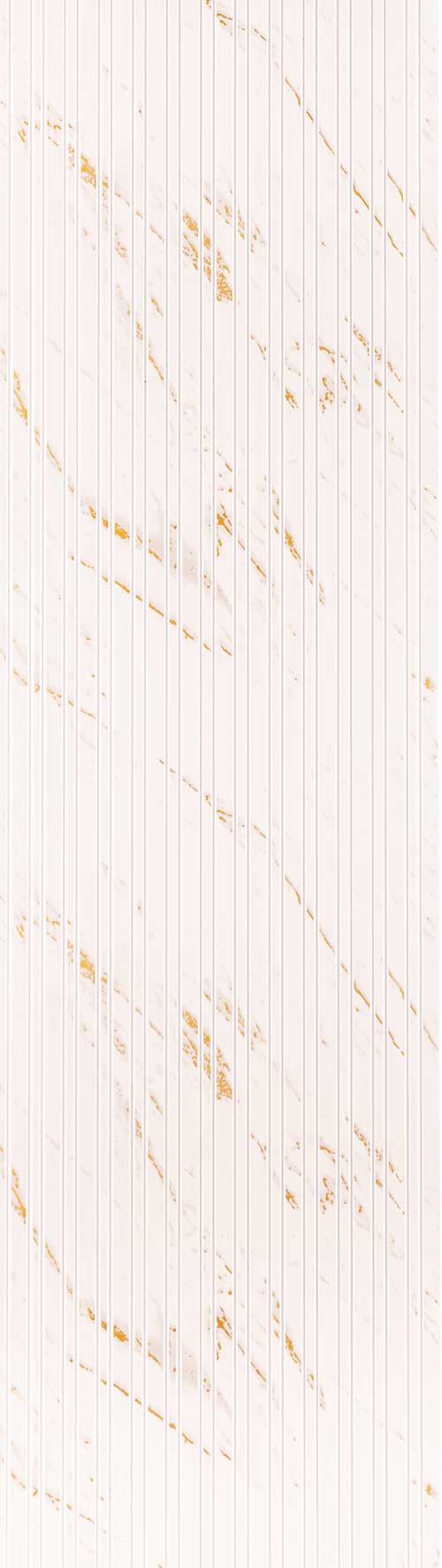 White fluted louver panel with matte finish and vertical ridges showing orange veining pattern.